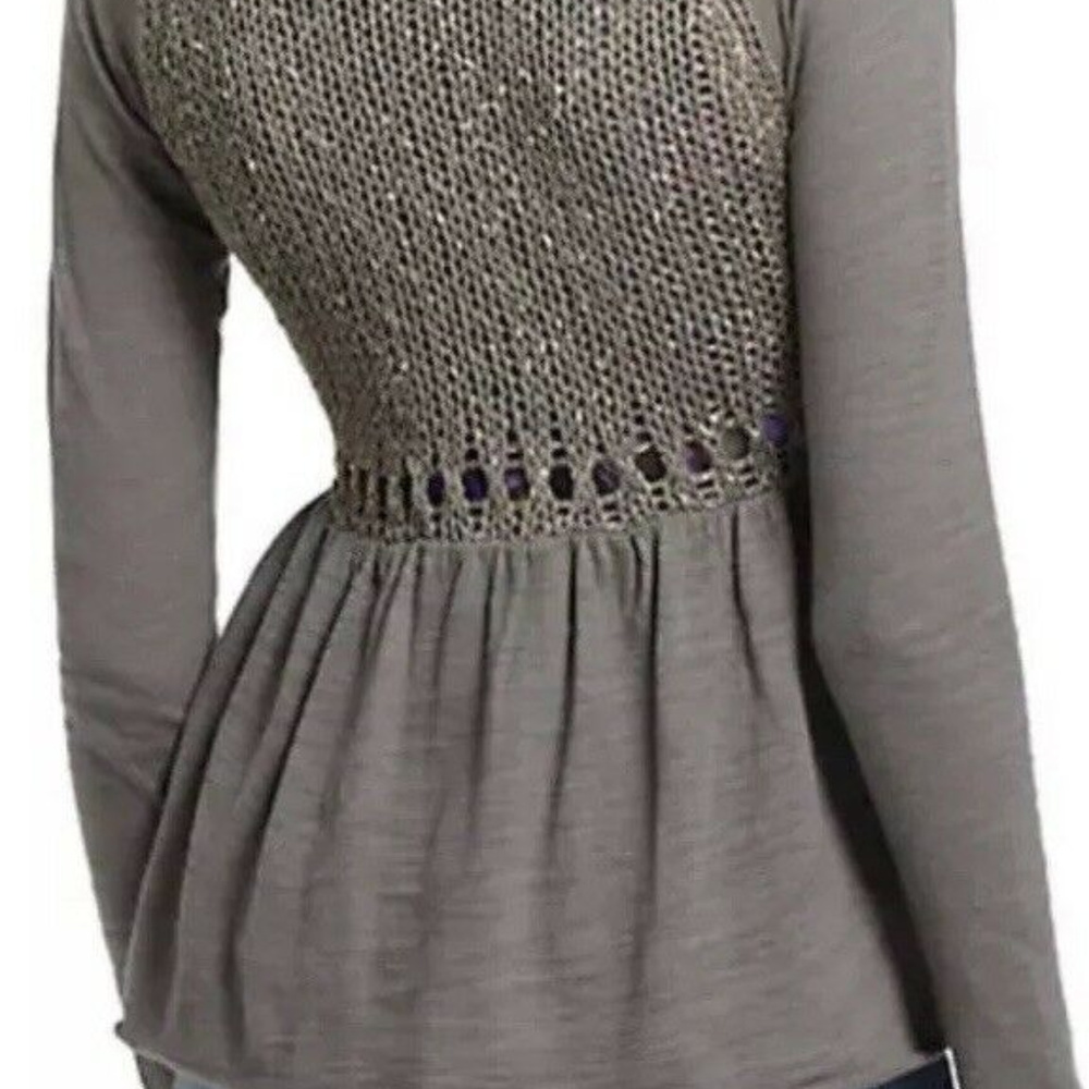 Anthro Meadow Rue Olive Peplum Cardigan Sm - Picture 4 of 5